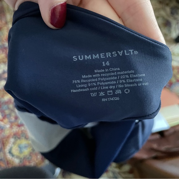 Summersalt Sidestroke Navy Blue One Piece Swimsuit Size 14 - Picture 8 of 9